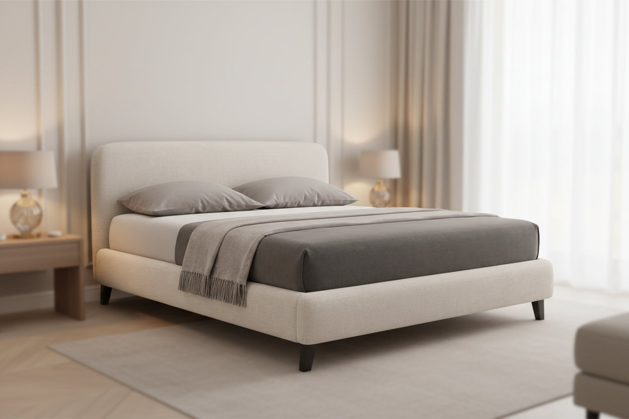 Lit coffre 160 x 200 cm rectangulaire en polyester beige