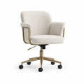 Fauteuil de bureau pivotant réglable avec accoudoirs en polyester bouclette crème 65 x 65 x 82-92 cm