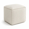 Pouf repose-pieds cube en polyester bouclette écru 45 x 45 x 45 cm