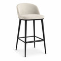 Tabouret de bar à dossier arrondi en polyester beige avec piètement en acier noir 52 x 54 x 99 cm
