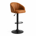 Tabouret de bar réglable pivotant en similicuir PU camel avec dossier incurvé 50 x 52 x 91-112 cm