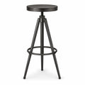 Tabouret de bar réglable à vis en acier et bois massif rond noir hauteur 60-80 cm diamètre 35 cm